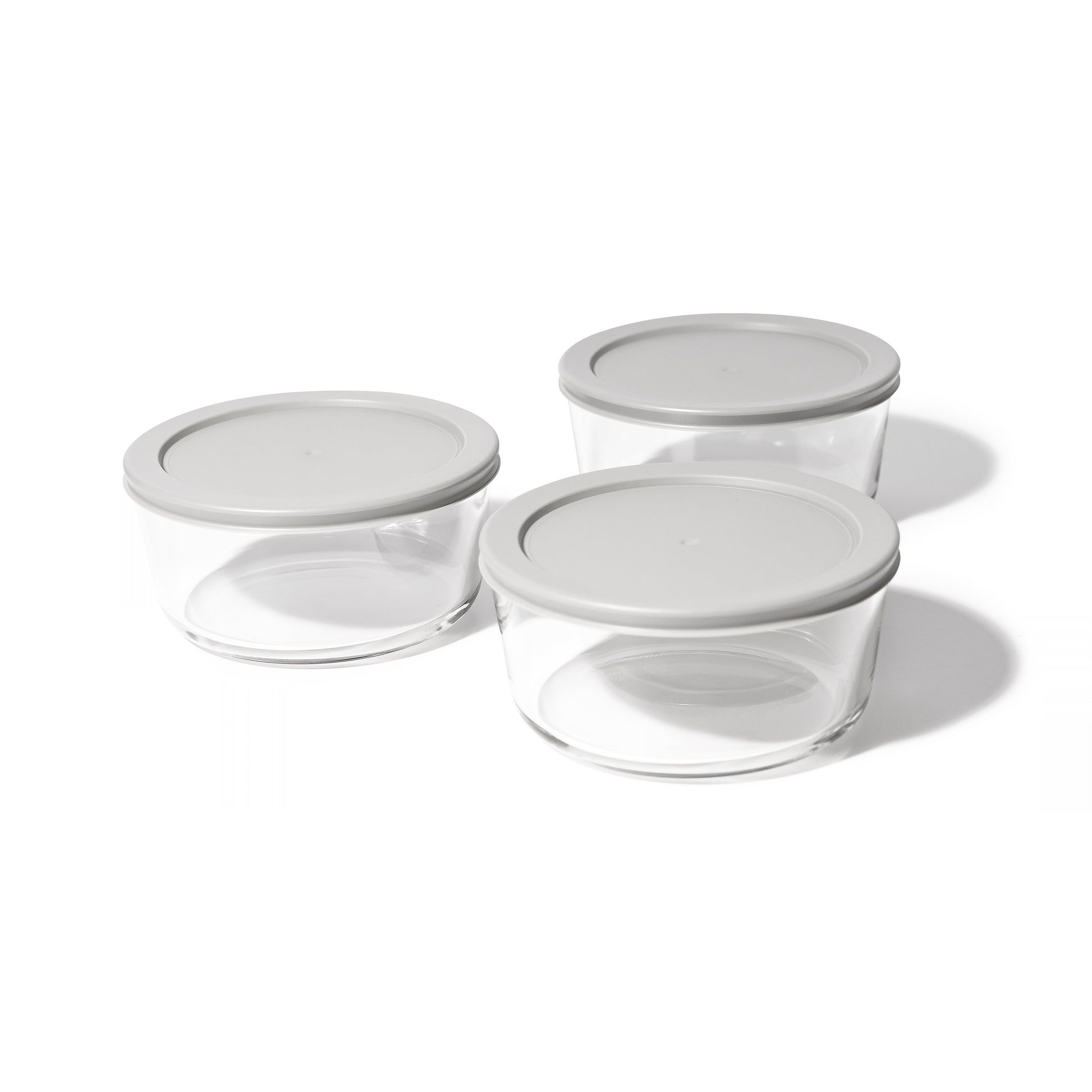 6 Piece Set (4 Cup / 32Oz) Round Glass Storage Containers With Lids, Grey-1