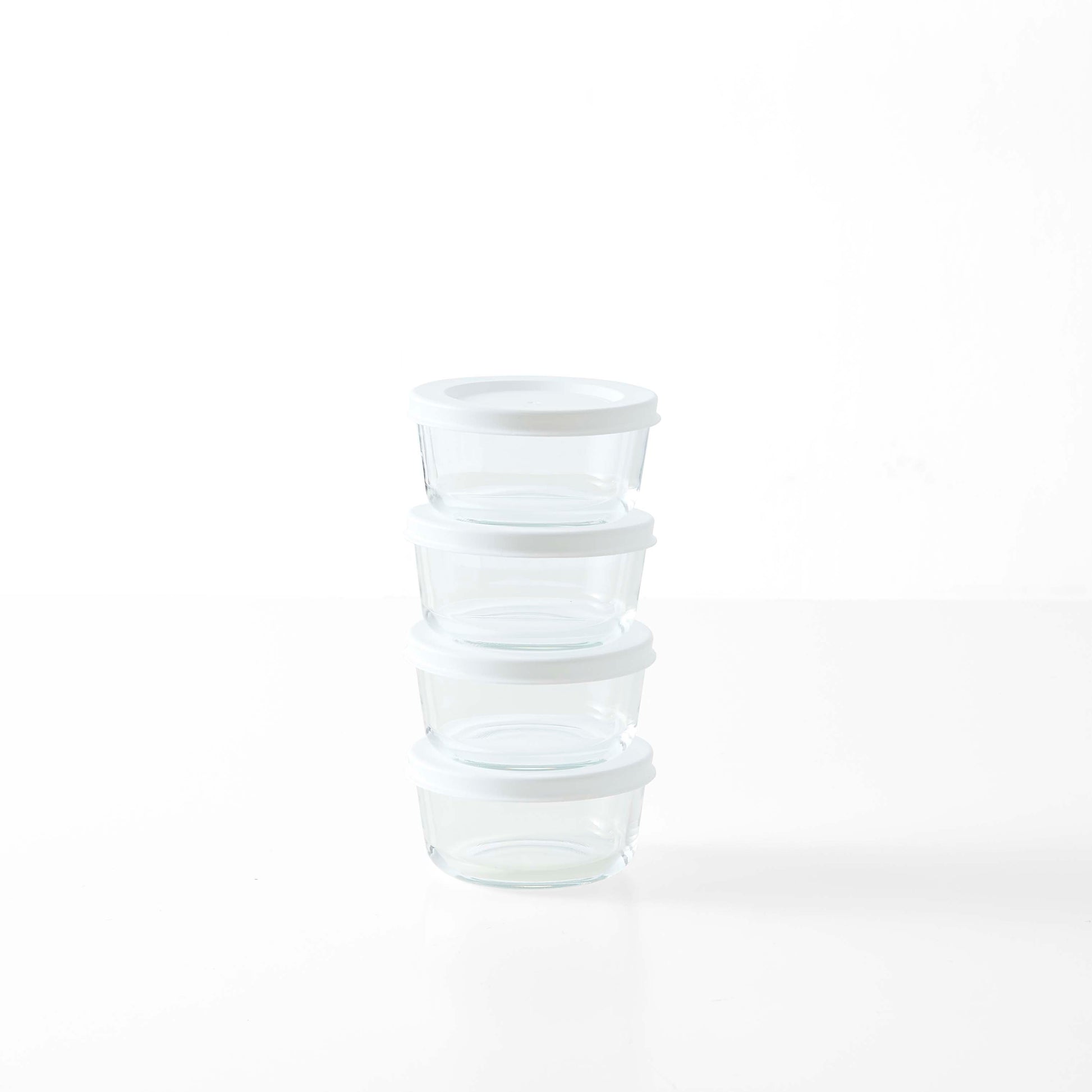 8 Piece Set (1 Cup / 8Oz) Round Glass Storage Containers With Lids, White-1