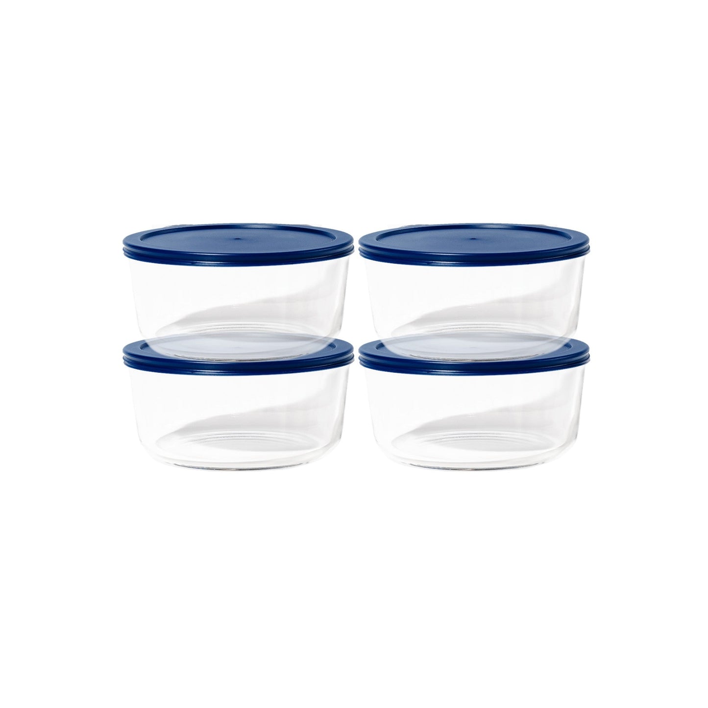 8 Piece Set (6.55 Cup / 52.4Oz) Round Glass Storage Containers With Lids, Blue-1