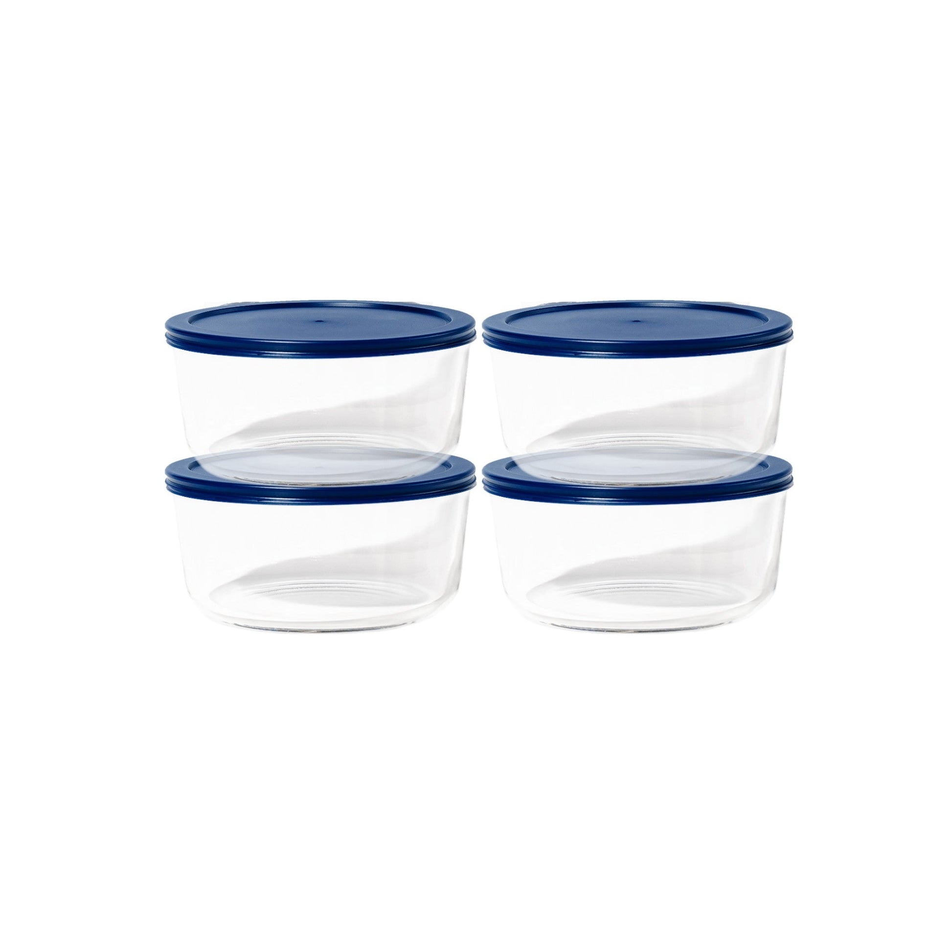 8 Piece Set (6.55 Cup / 52.4Oz) Round Glass Storage Containers With Lids, Blue-1