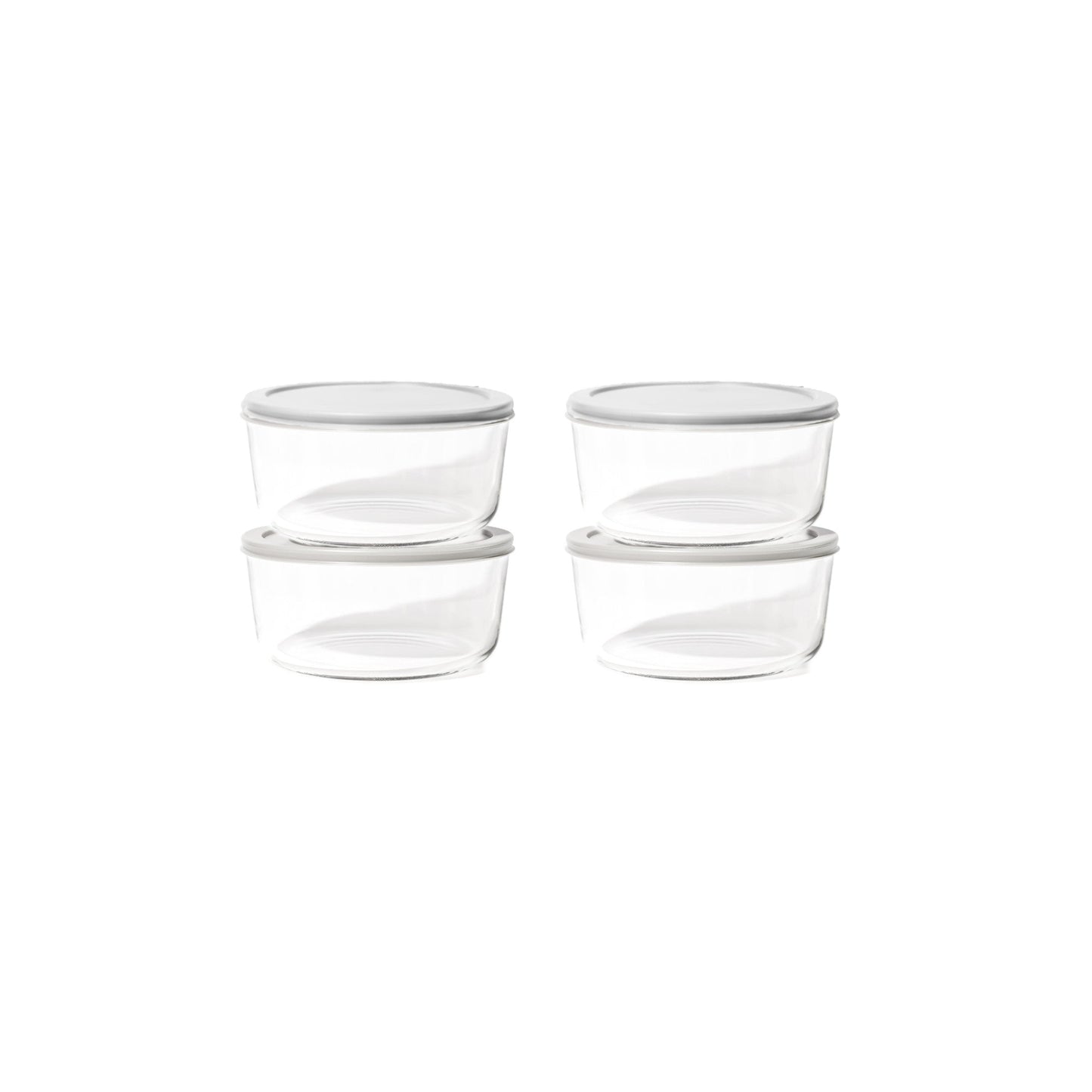 8 Piece Set (6.55 Cup / 52.4Oz) Round Glass Storage Containers With Lids, Grey-1
