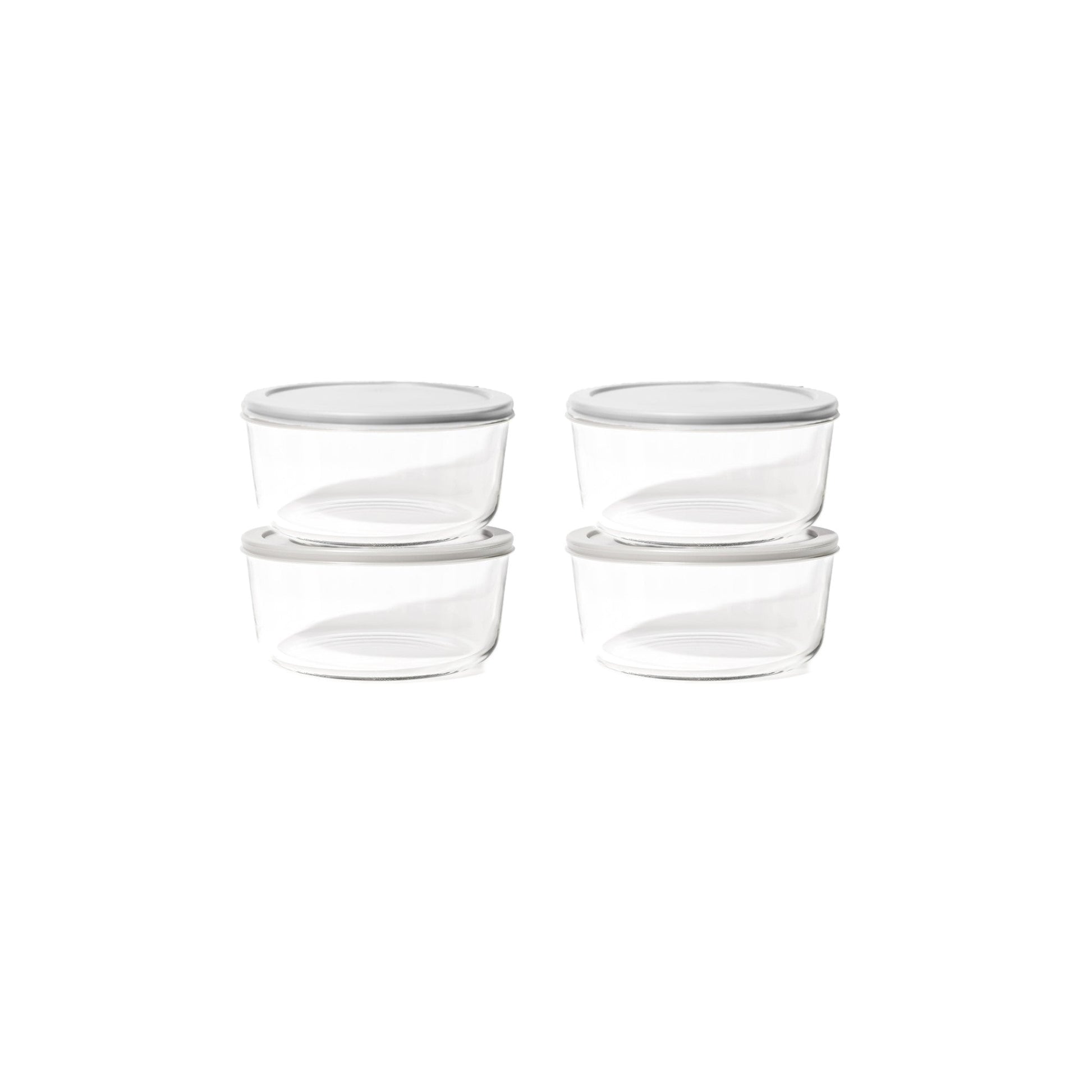8 Piece Set (6.55 Cup / 52.4Oz) Round Glass Storage Containers With Lids, Grey-1
