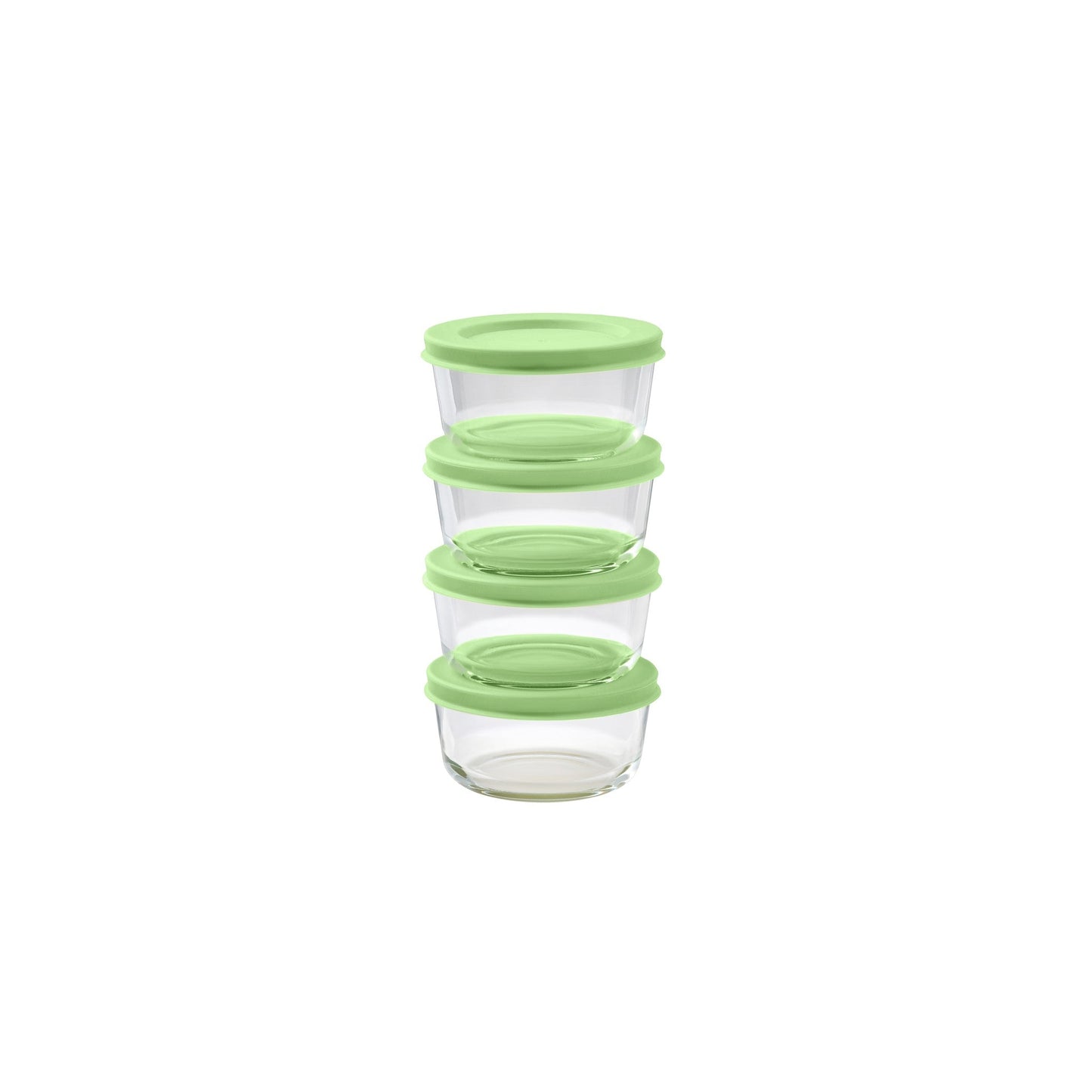 8 Piece Set (1 Cup / 8Oz) Round Glass Storage Containers With Lids, Pistachio-0