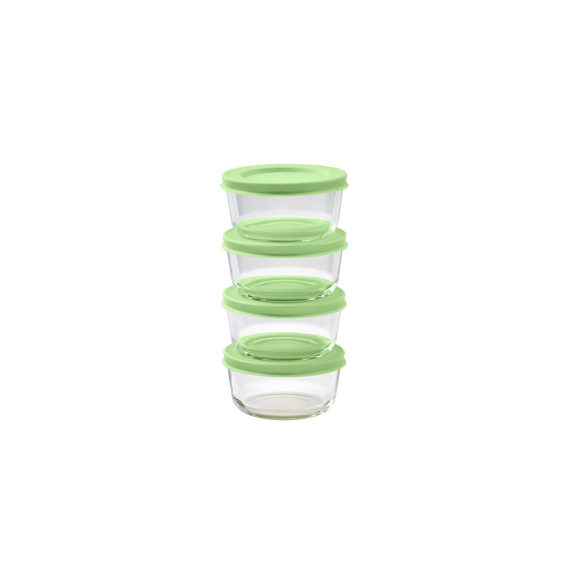 8 Piece Set (1 Cup / 8Oz) Round Glass Storage Containers With Lids, Pistachio-0