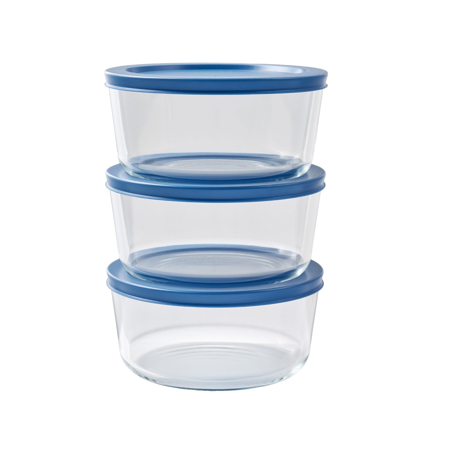 6 Piece Set (4 Cup / 32Oz) Round Glass Storage Containers With Lids, Deep Navy-0