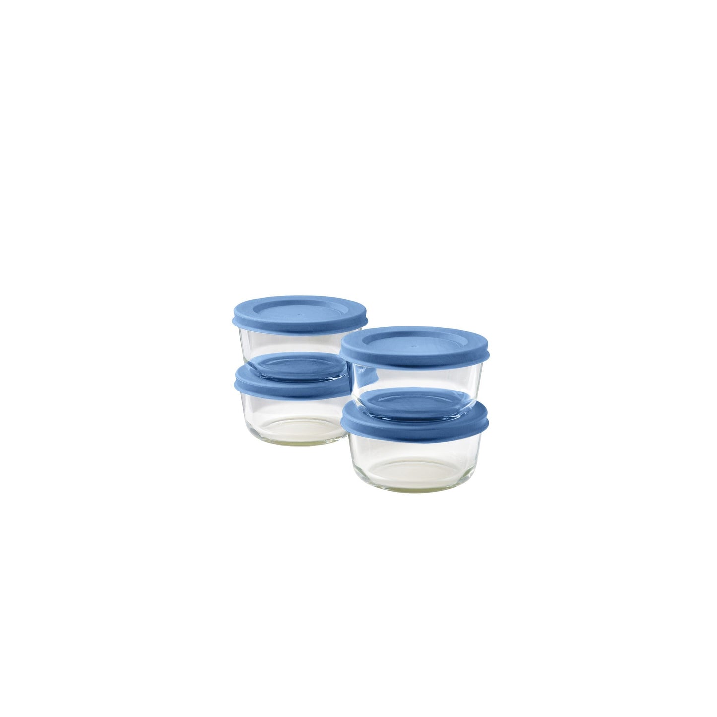 8 Piece Set (1 Cup / 8Oz) Round Glass Storage Containers With Lids, Deep Navy-0