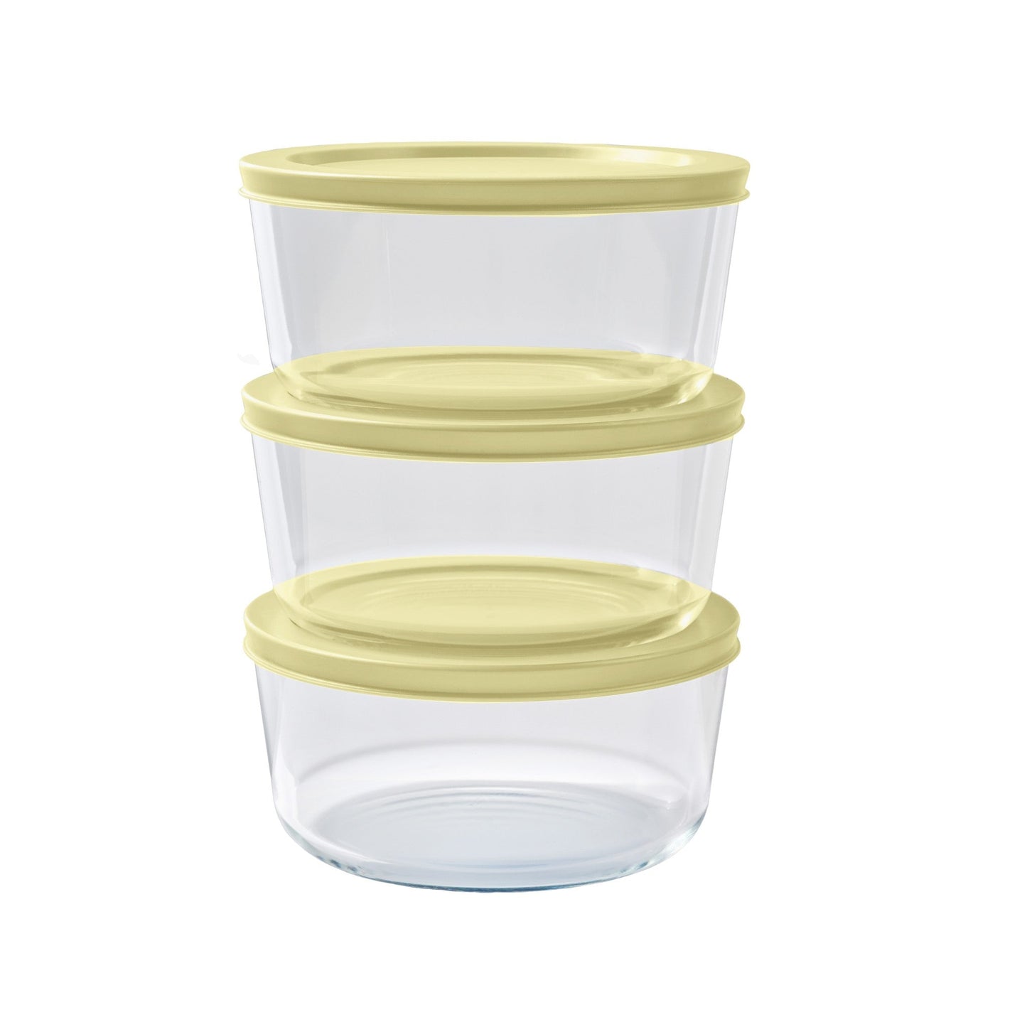6 Piece Set (4 Cup / 32Oz) Round Glass Storage Containers With Lids, Sunlight Yellow-0