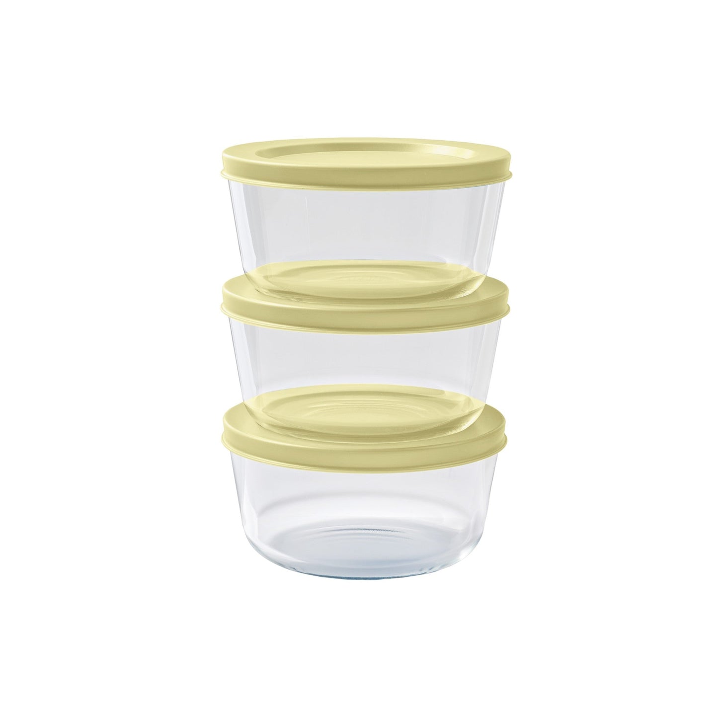 6 Piece Set (2 Cup / 16Oz) Round Glass Storage Containers With Lids, Sunlight Yellow-0