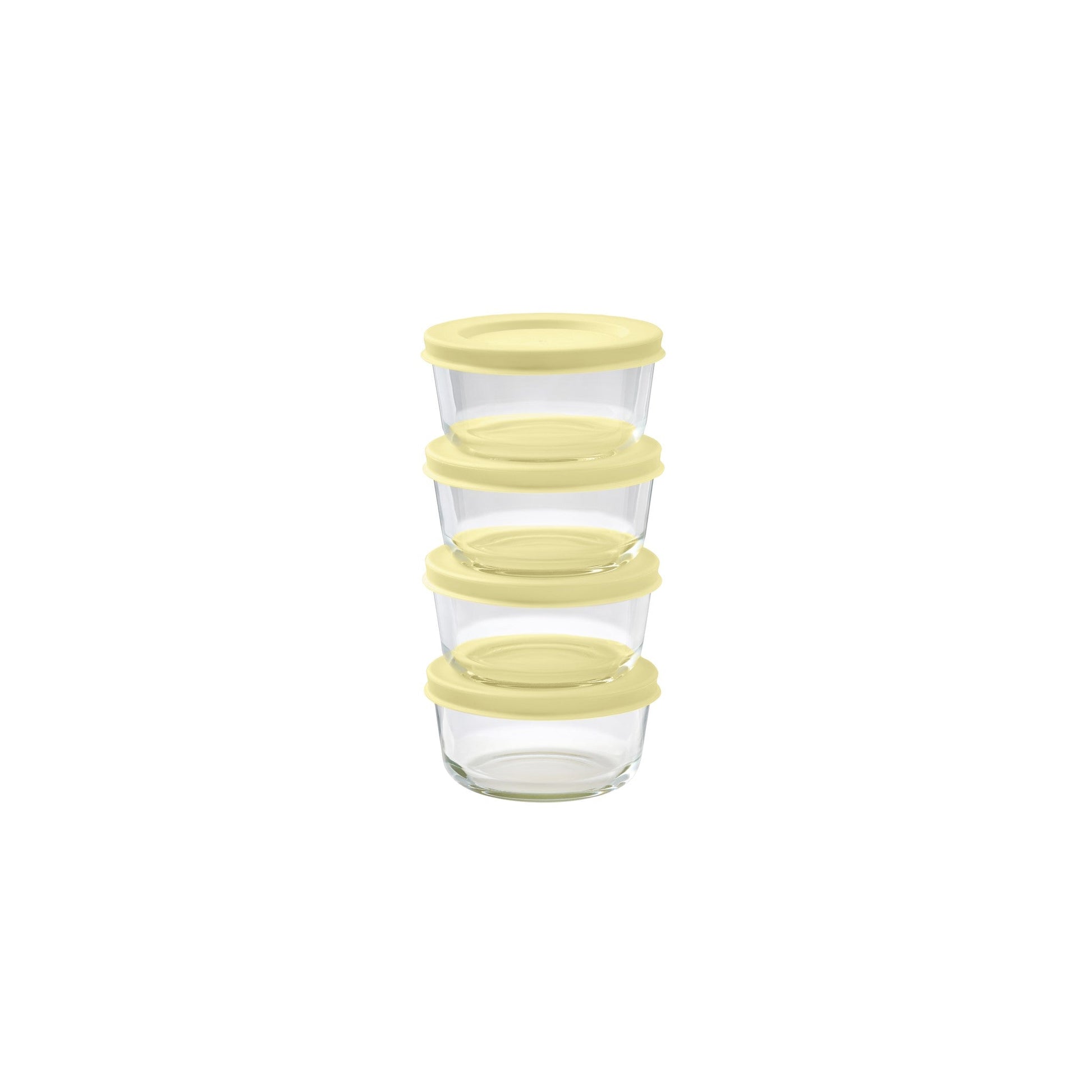 8 Piece Set (1 Cup / 8Oz) Round Glass Storage Containers With Lids, Sunlight Yellow-0