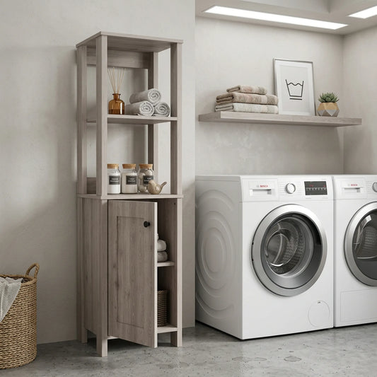 16" Light Gray Wood Freestanding Single Door Bathroom Vanity
