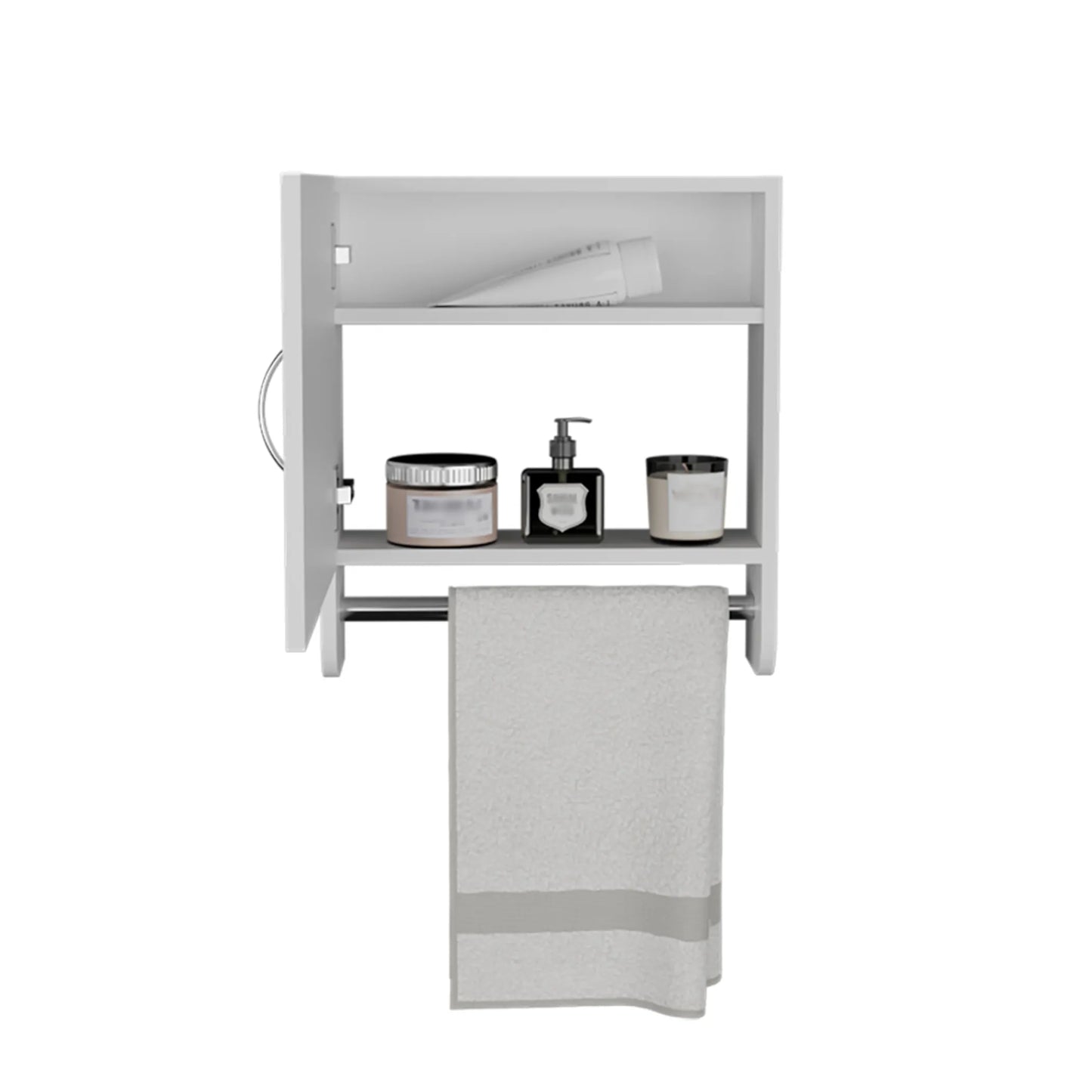18" White Wood, Metal Floating Bathroom Vanity