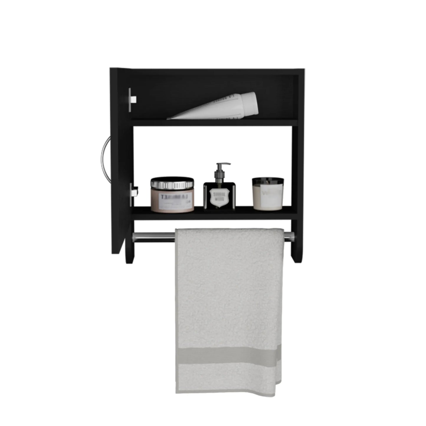 18" Black Wood, Metal Floating Bathroom Vanity