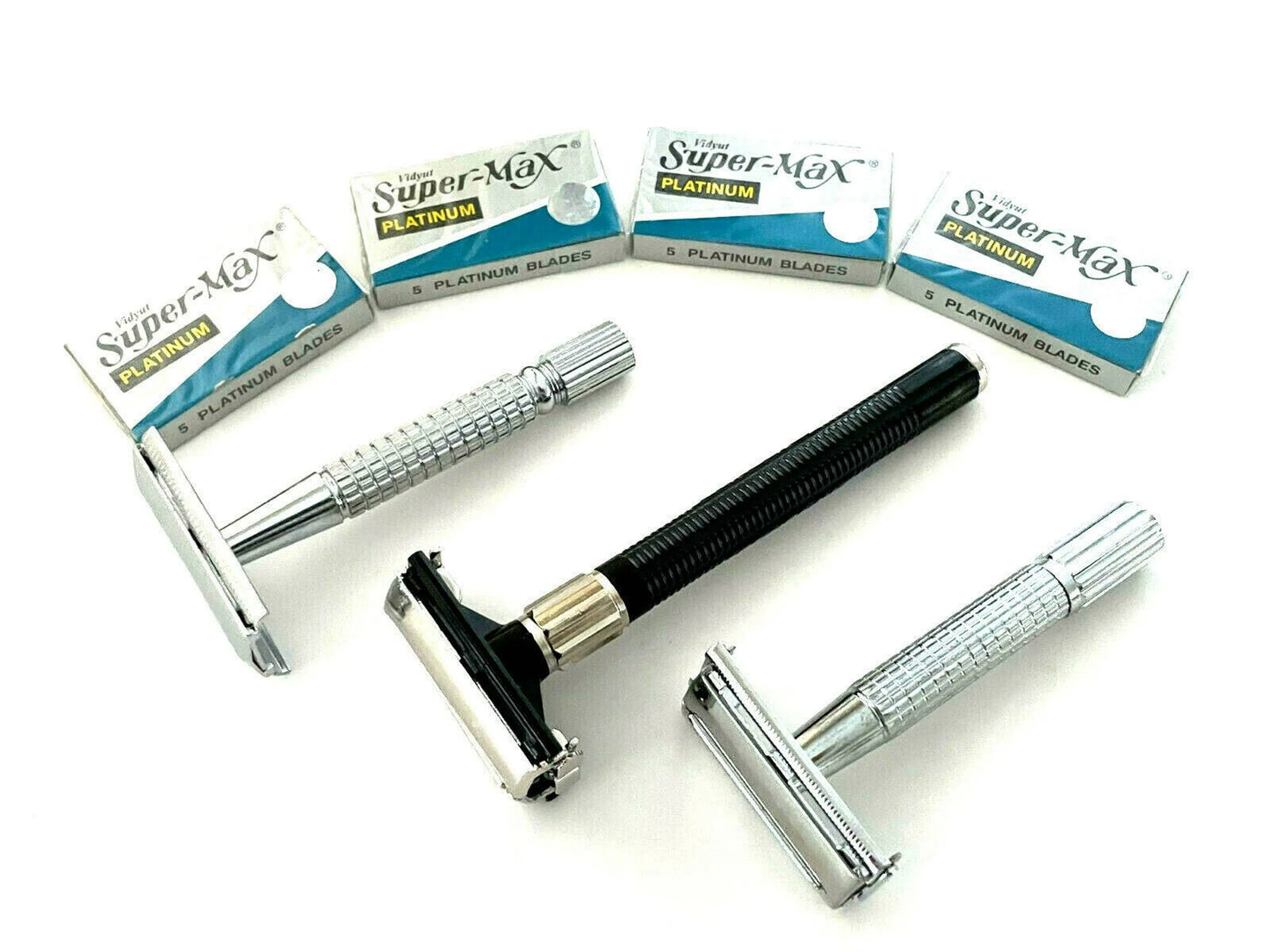 Old Fashion Vintage Classic Safety Razors + 20 Razor Blades Gift Set