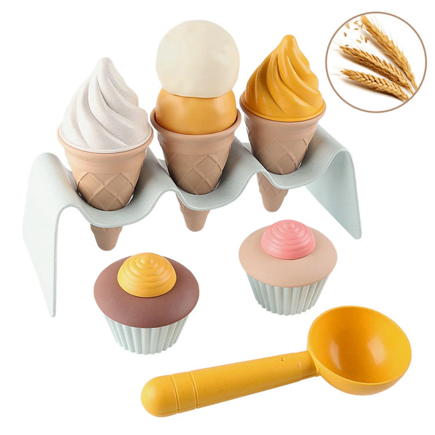 Children Wheat Straw DIY Replica Ice-Cream Molds Toys