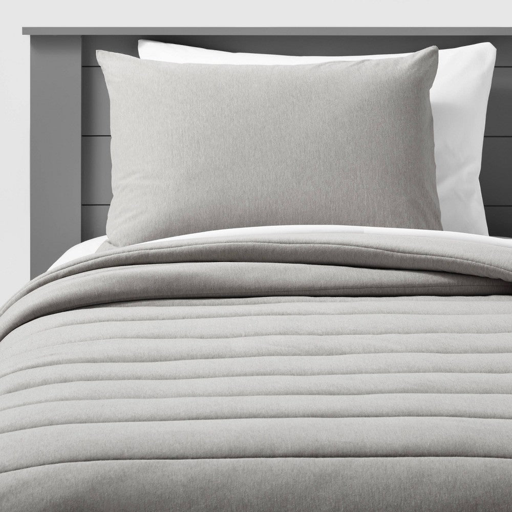 Pillowfort Twin Jersey Comforter Set Gray - TG1011