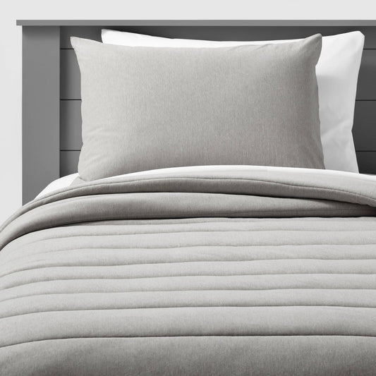 Pillowfort Twin Jersey Comforter Set Gray - TG1011
