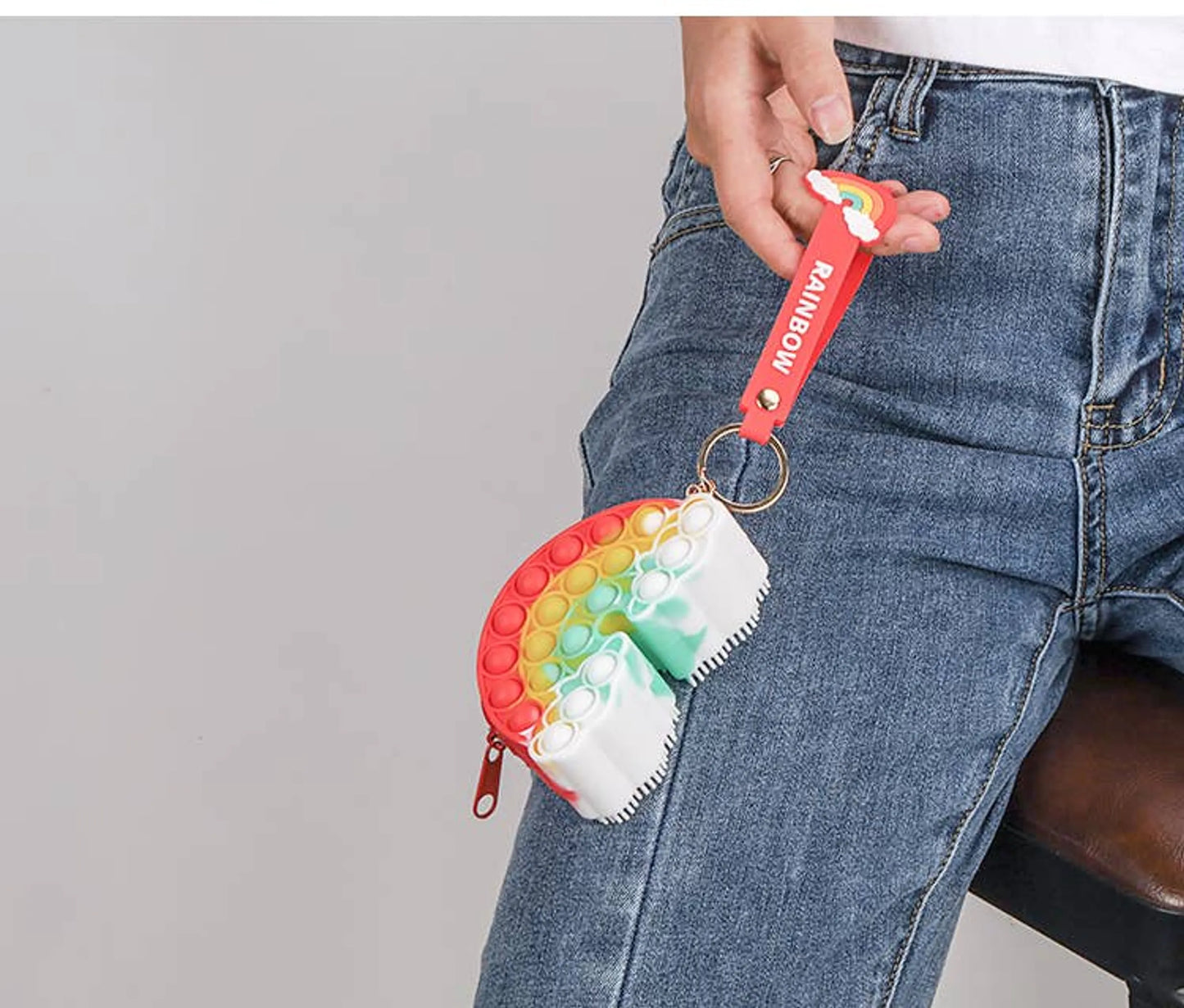 Bubble Popper Keychain Zipper Pouch Fidget Toy