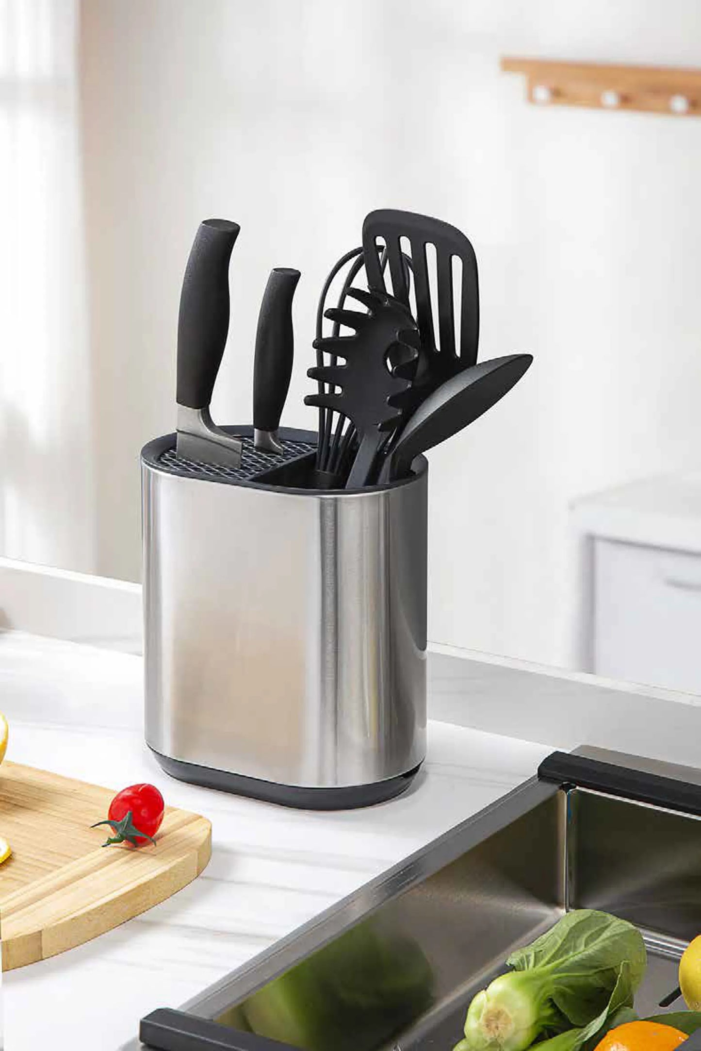 Cuisine Collection Countertop Kitchen Tools & Knife Holder, Fingerprint Resistant Matt Finish