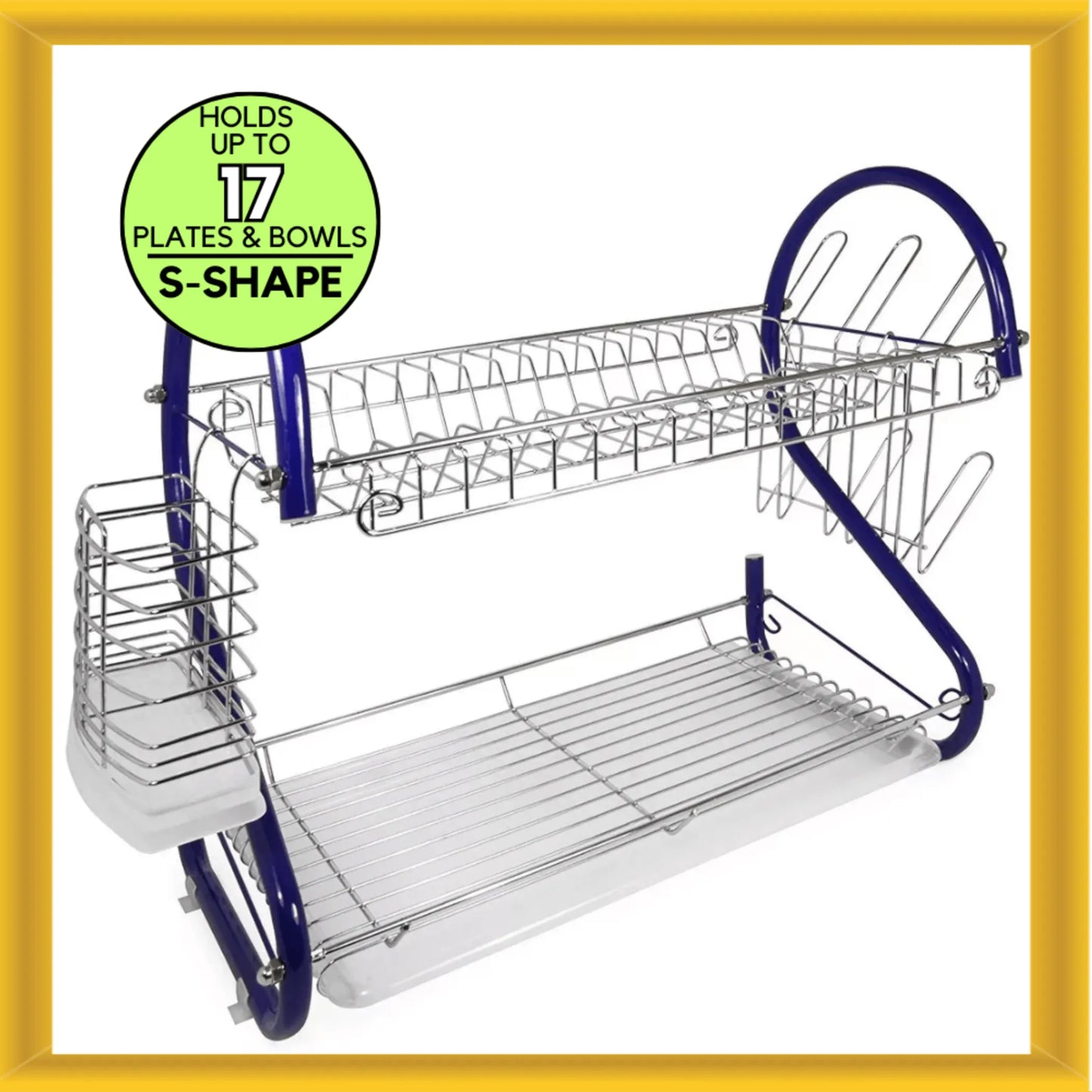 Better Chef 2-Level Colored-Chrome-Plated S-Shaped Dish Rack