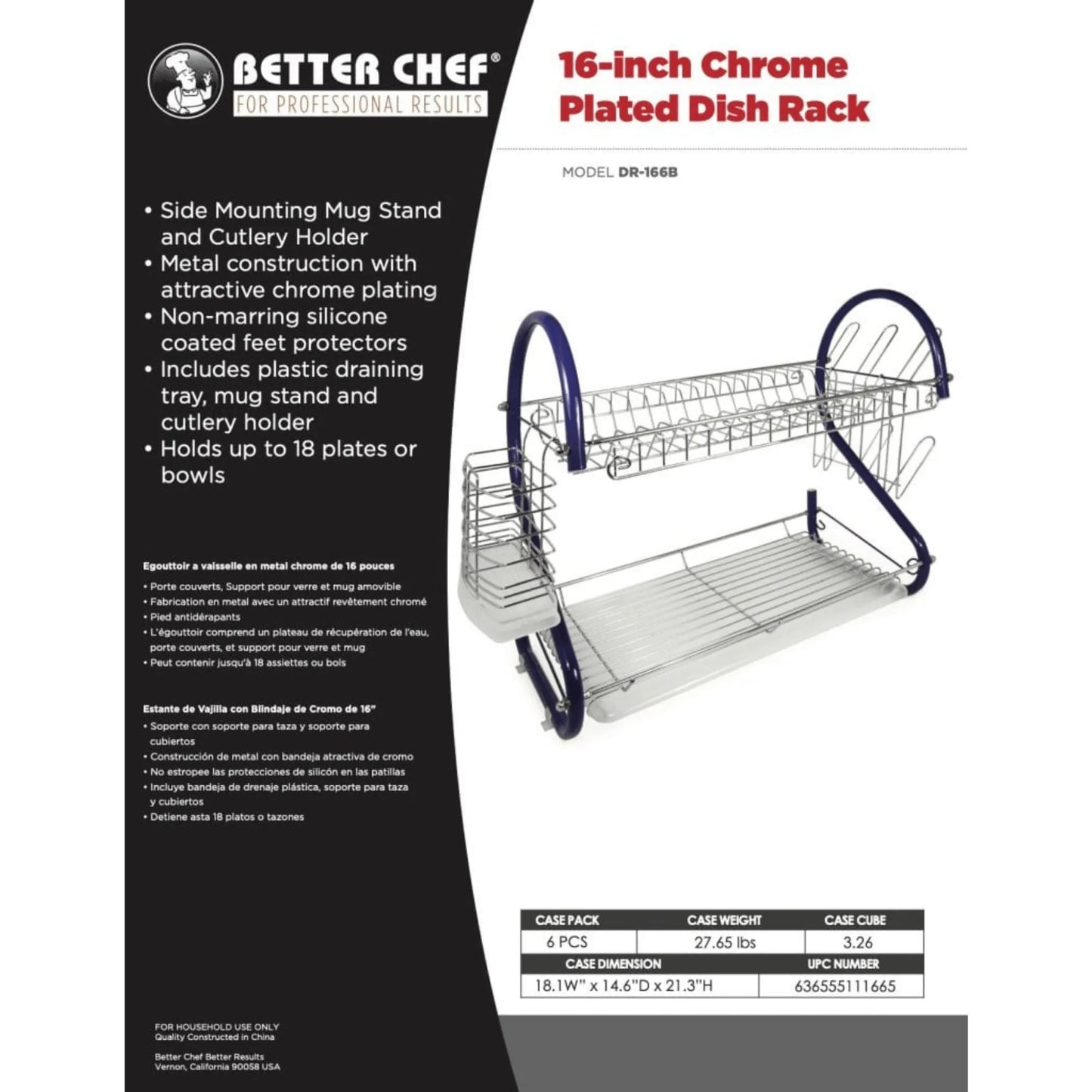 Better Chef 2-Level Colored-Chrome-Plated S-Shaped Dish Rack