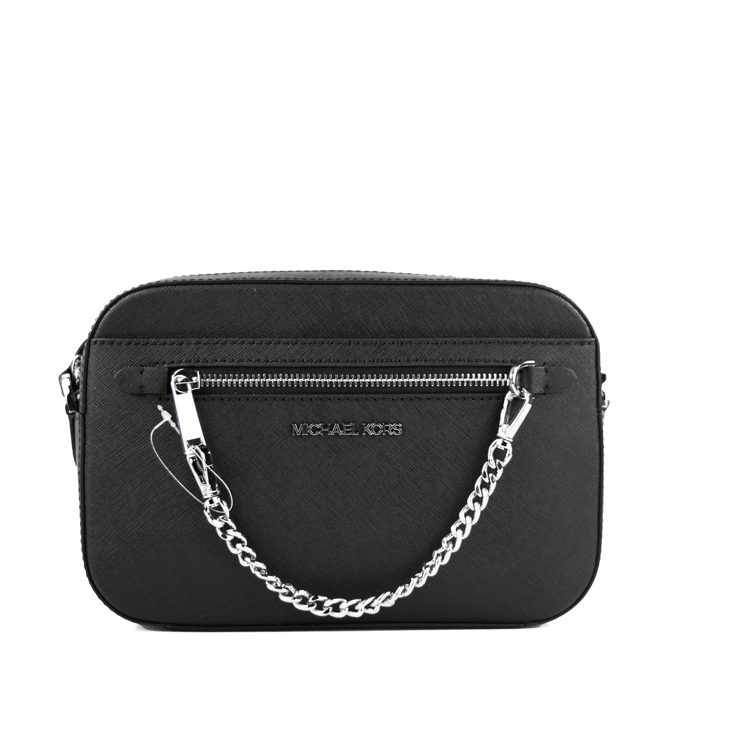 Michael Kors Jet Set East West Saffiano Leather Zip Chain Crossbody Handbag