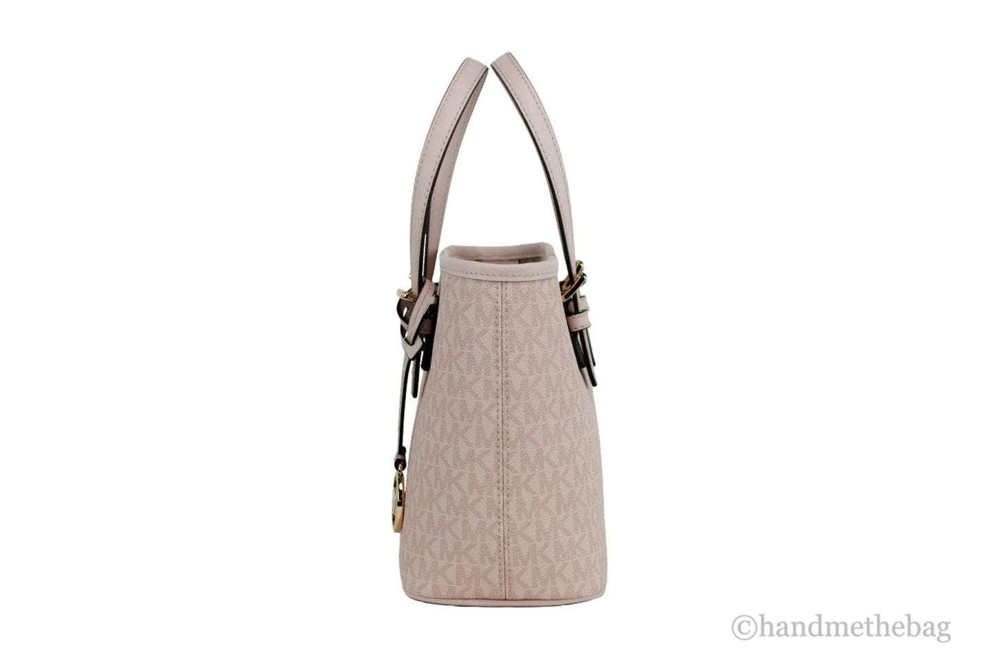 Michael Kors Jet Set Dark Powder Blush Signature XS Carryall Top Zip Convertible Tote Bag