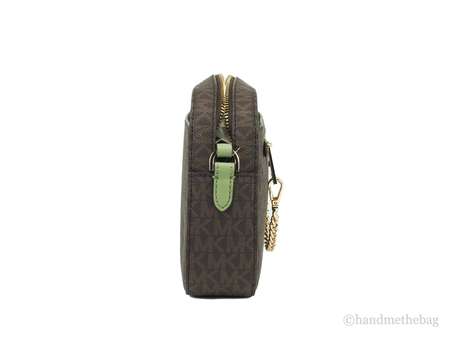 Michael Kors Jet Set EW Brown Sage Zip Chain Crossbody