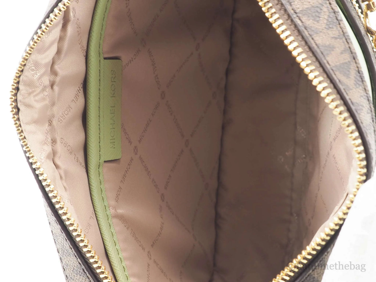 Michael Kors Jet Set EW Brown Sage Zip Chain Crossbody
