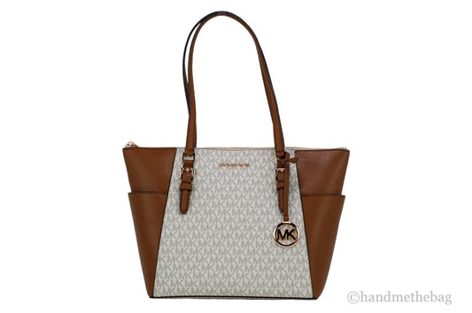 Michael Kors Charlotte Leather Top Zip Tote Bag Purse