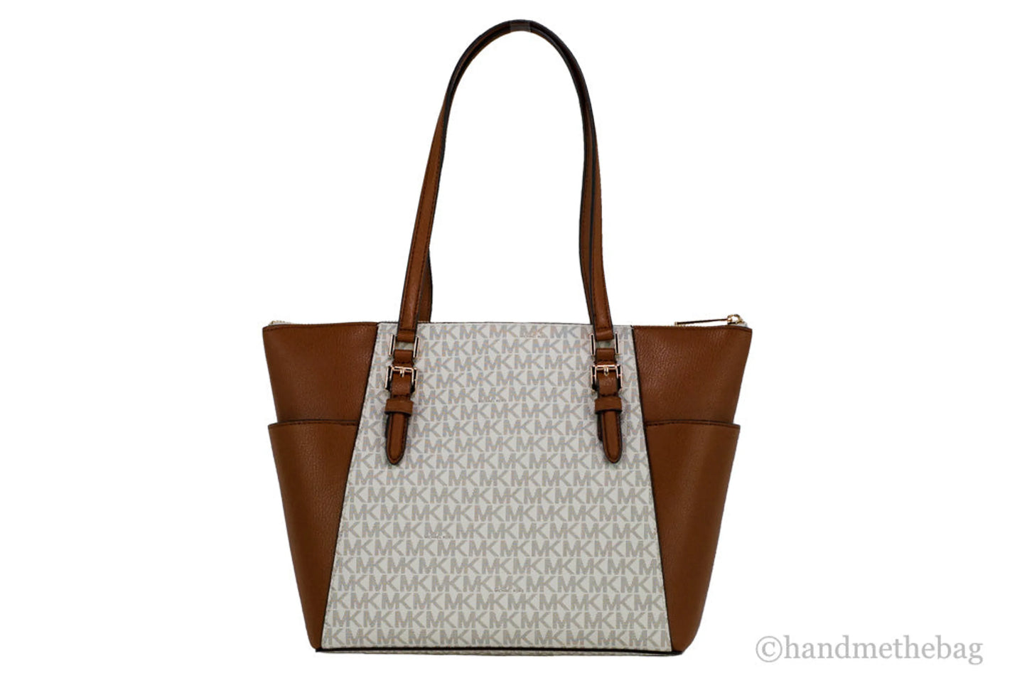 Michael Kors Charlotte Leather Top Zip Tote Bag Purse