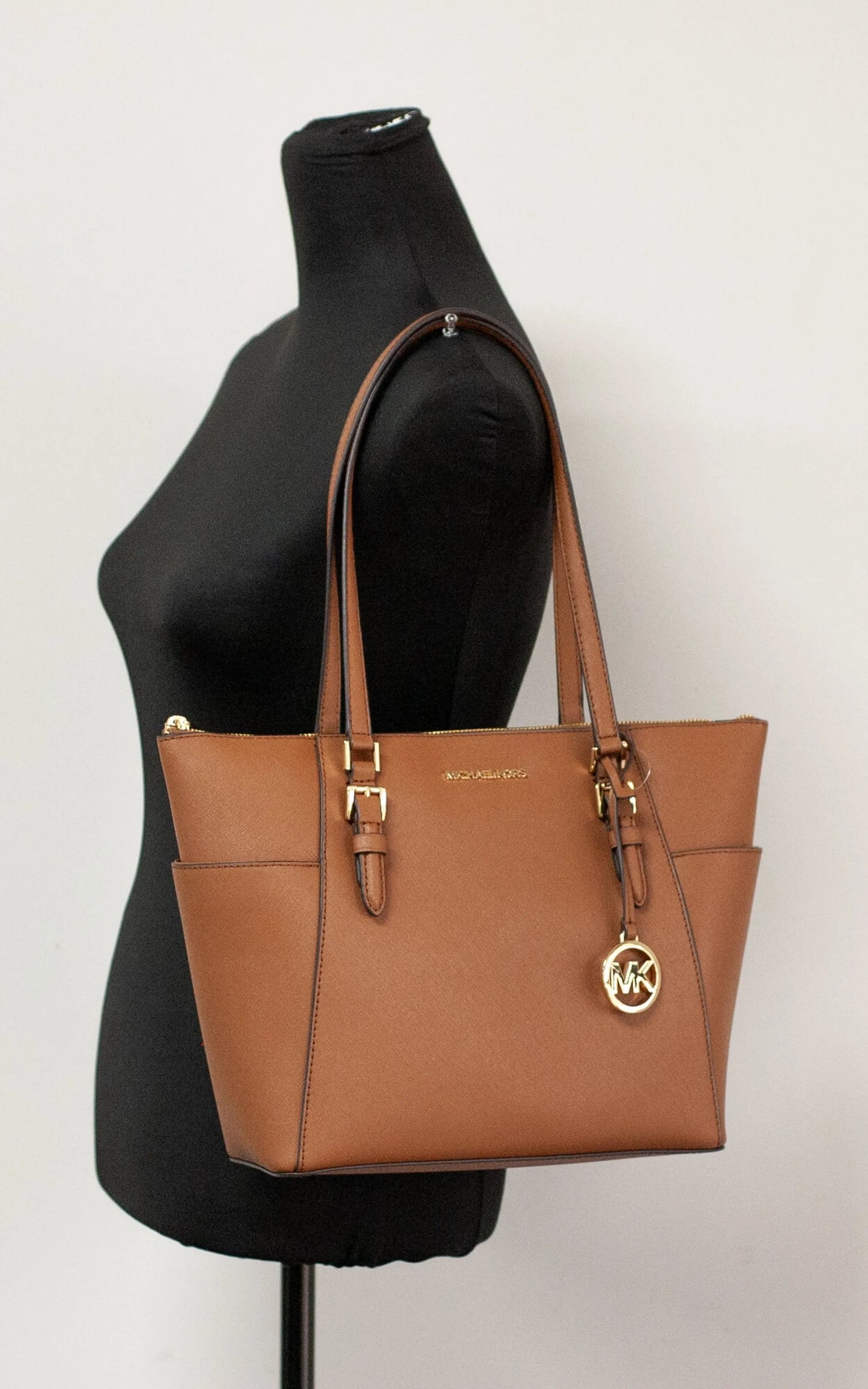 Michael Kors Charlotte Luggage Leather Top Zip Tote