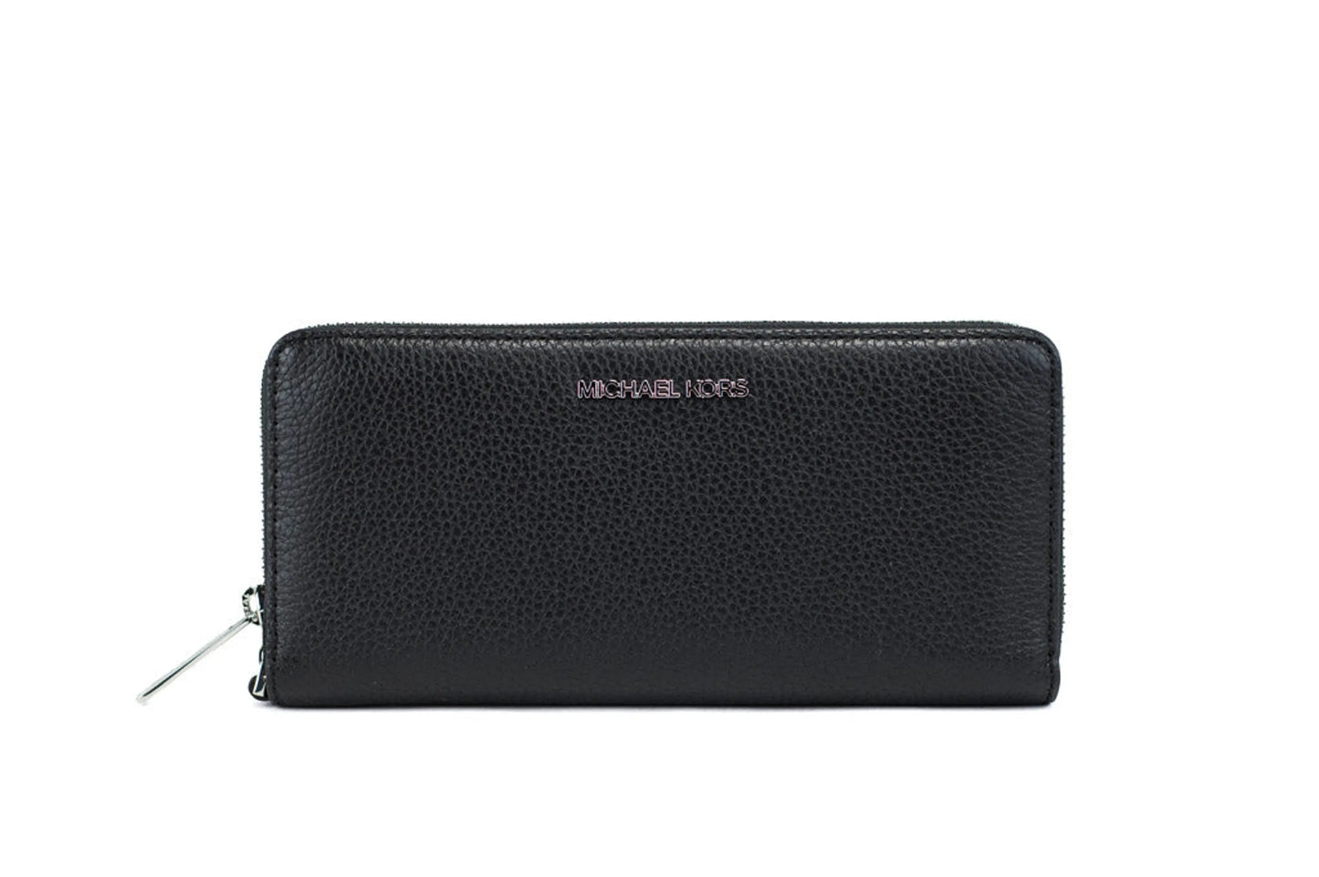 Michael Kors Jet Set Travel Black Leather Silver Continental Wrist Wallet