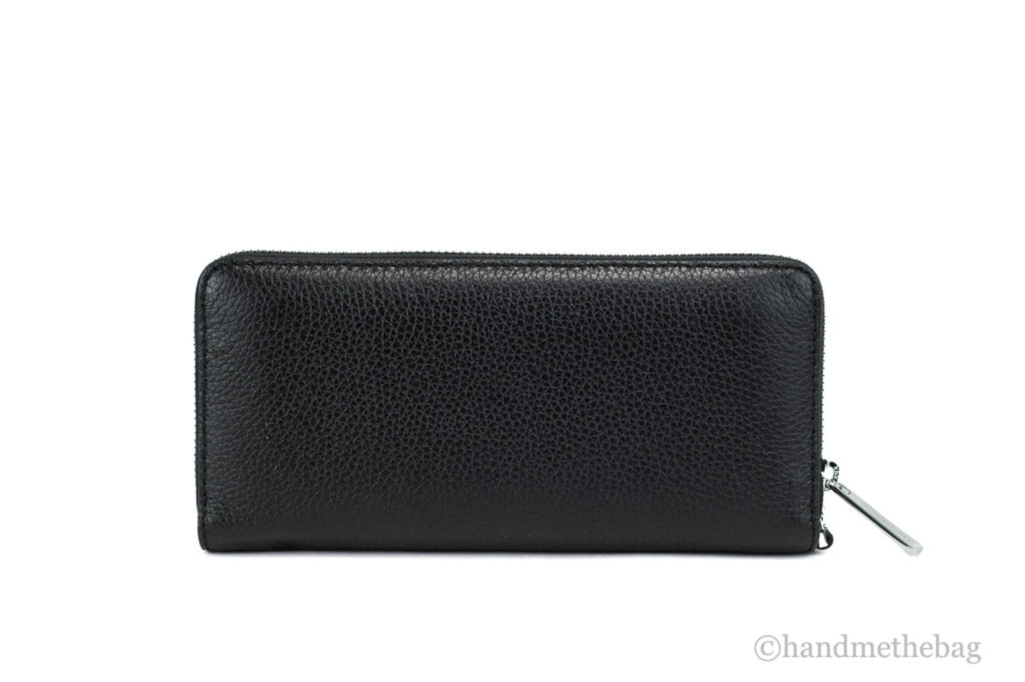Michael Kors Jet Set Travel Black Leather Silver Continental Wrist Wallet