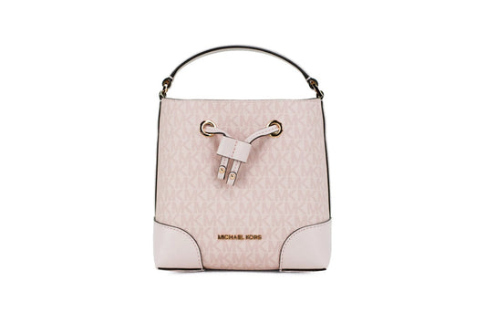Michael Kors Mercer Dark Powder Blush PVC Bucket Crossbody Handbag Purse