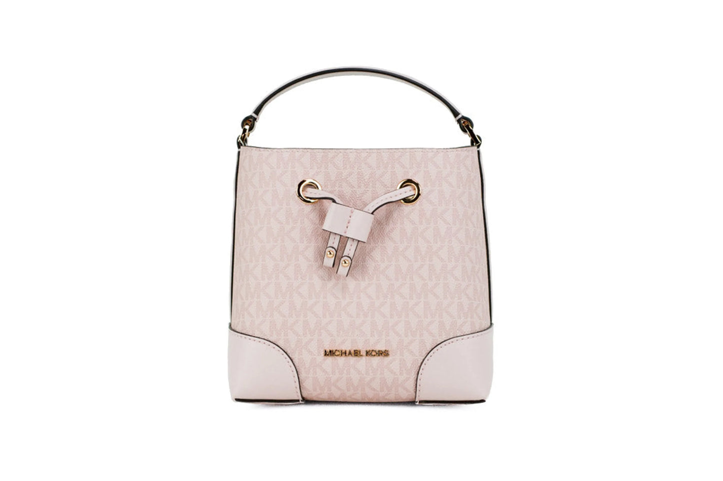 Michael Kors Mercer Dark Powder Blush PVC Bucket Crossbody Handbag Purse