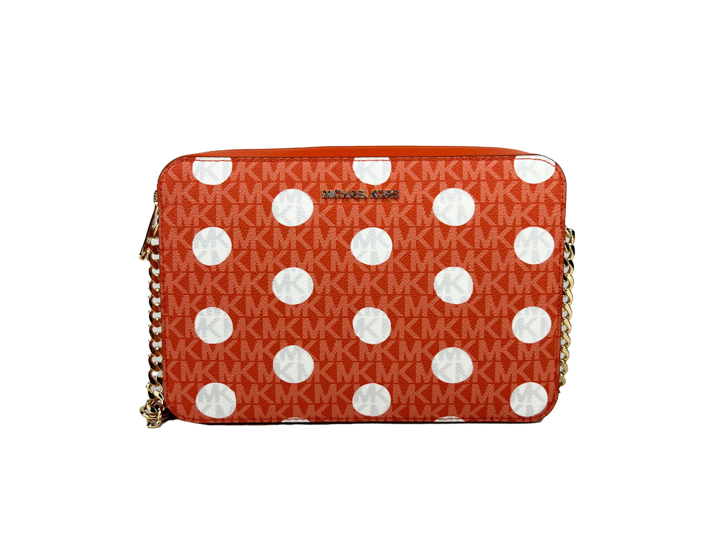 Michael Kors East West Leather Zip Chain Crossbody Bag
