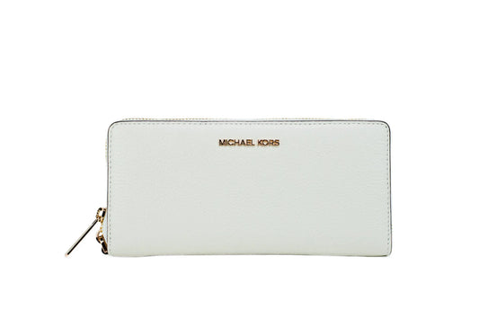 Michael Kors Jet Set Travel Optic White Gold Continental Wristlet Wallet