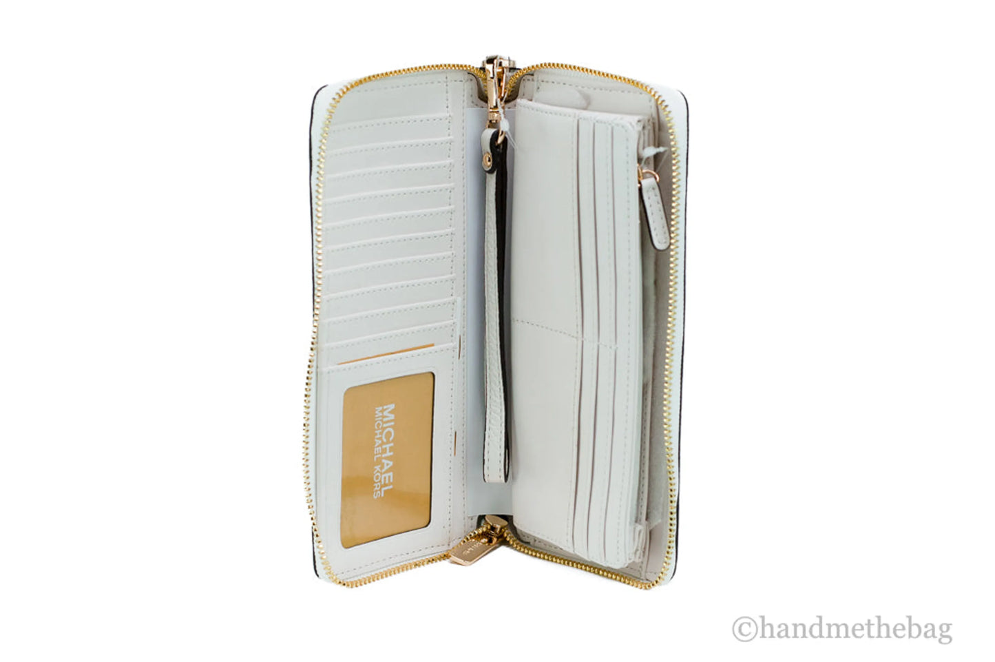Michael Kors Jet Set Travel Optic White Gold Continental Wristlet Wallet