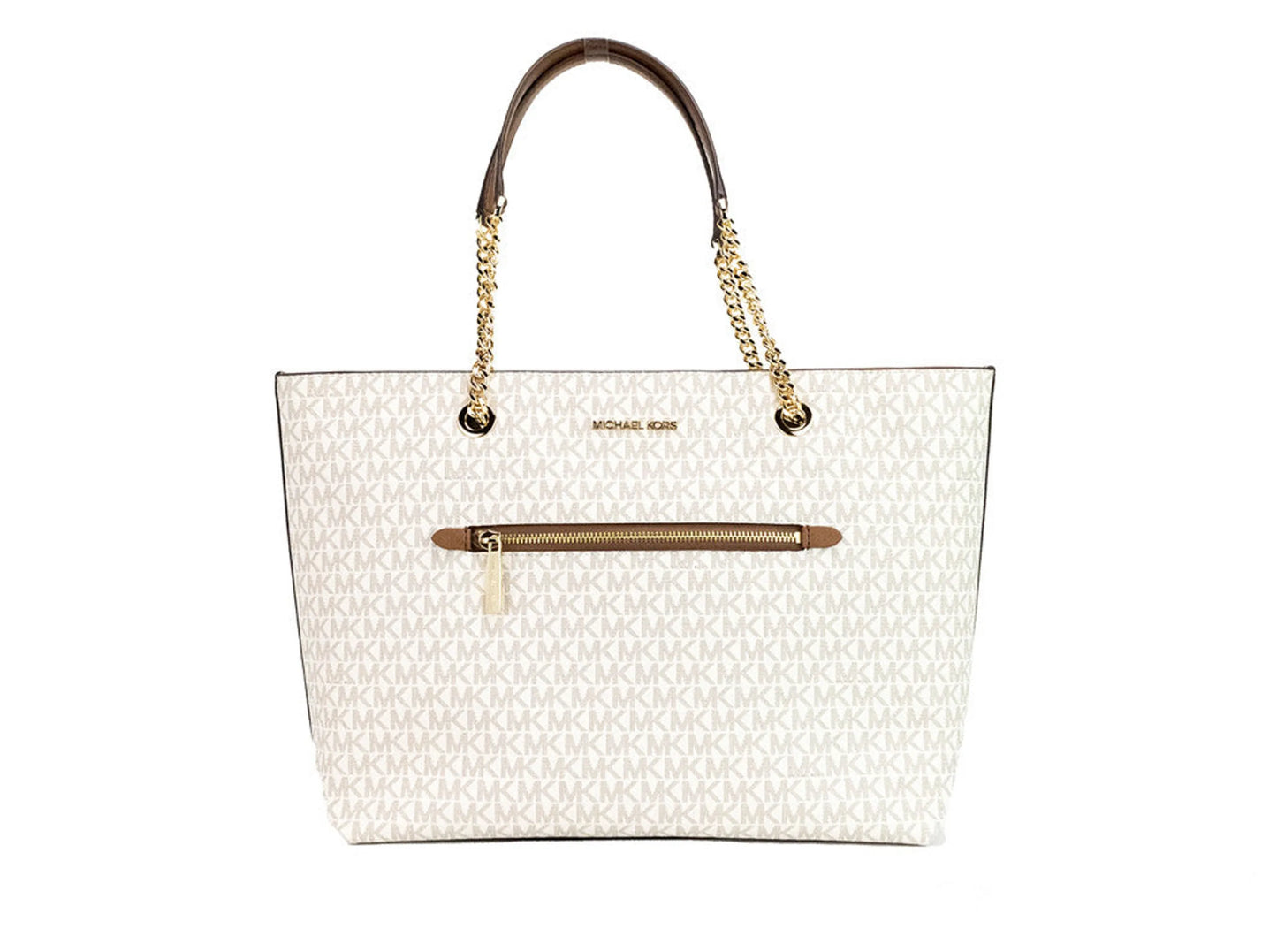 Michael Kors Jet Set Vanilla Zip Chain Tote