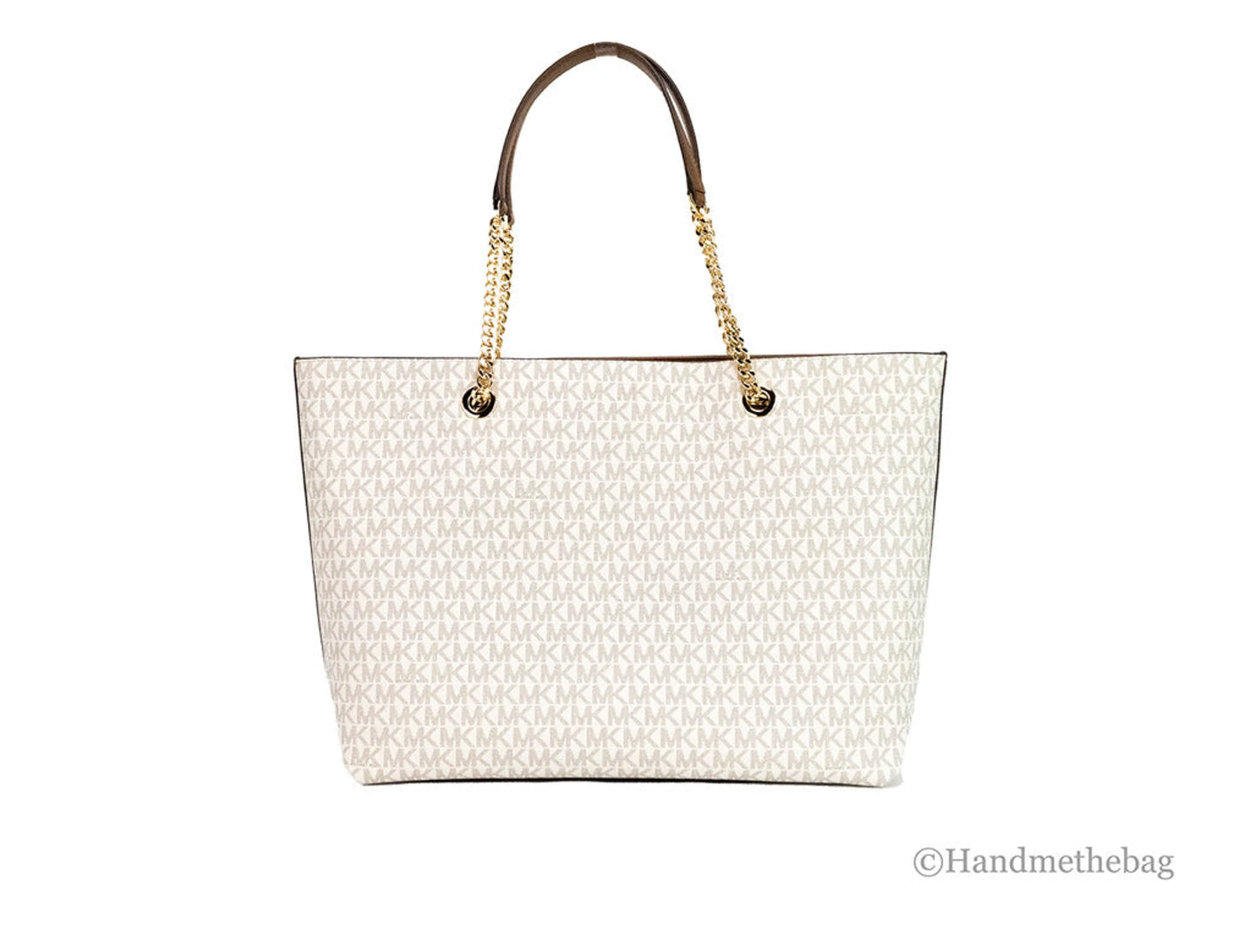 Michael Kors Jet Set Vanilla Zip Chain Tote