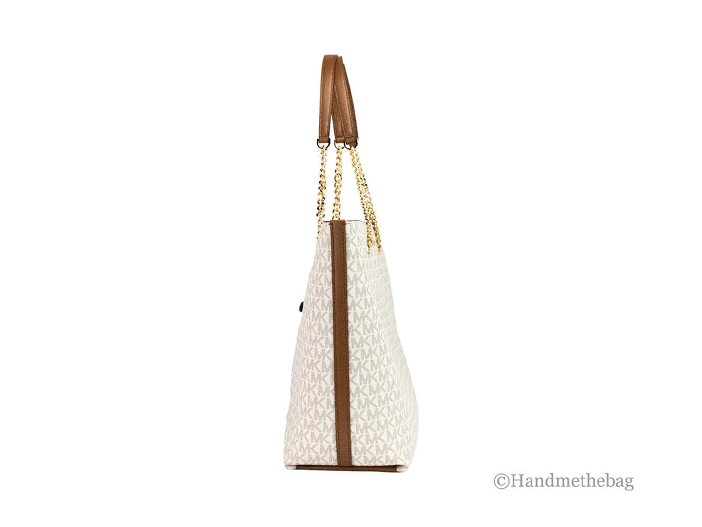 Michael Kors Jet Set Vanilla Zip Chain Tote