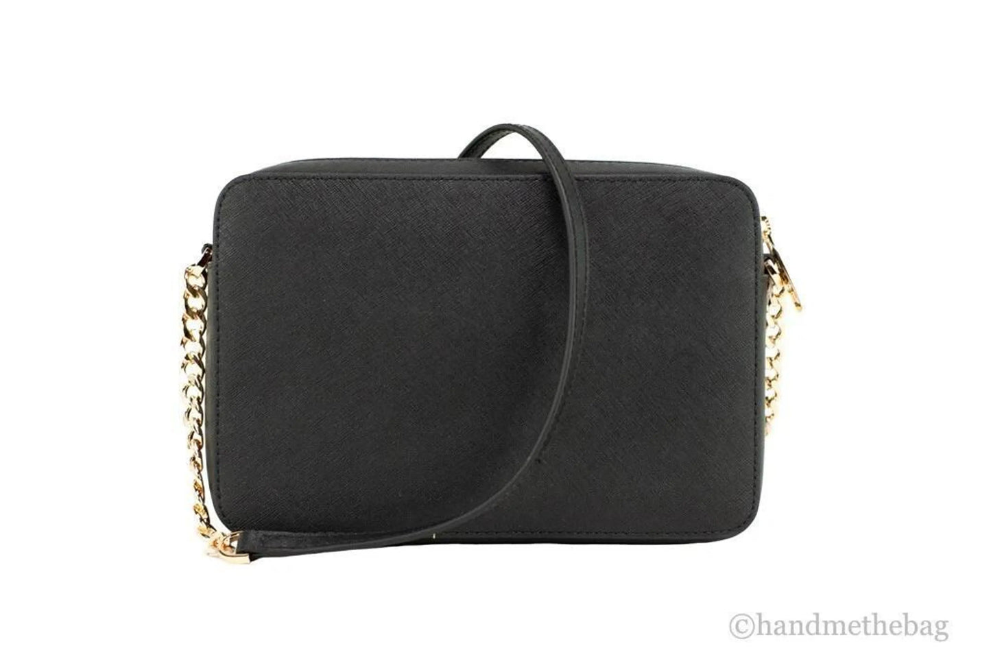 Michael Kors Jet Set East West Black/Gold Leather Crossbody Bag Handbag