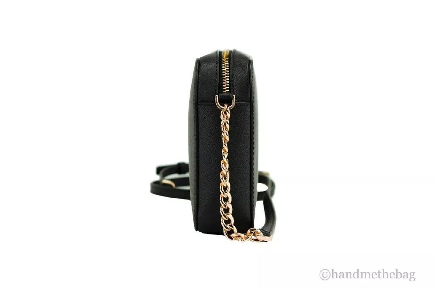 Michael Kors Jet Set East West Black/Gold Leather Crossbody Bag Handbag