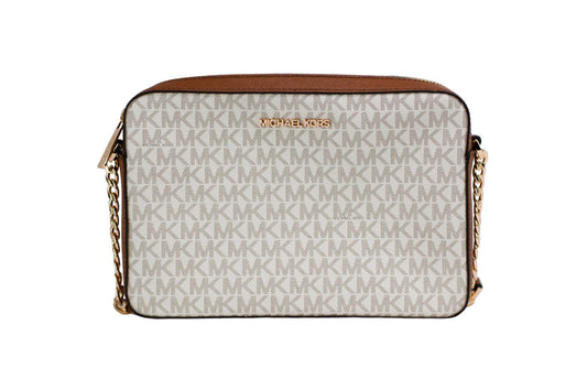 Michael Kors Jet Set East West Vanilla Leather Crossbody Bag Handbag