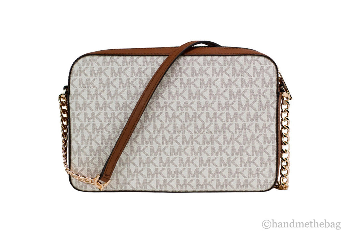Michael Kors Jet Set East West Vanilla Leather Crossbody Bag Handbag