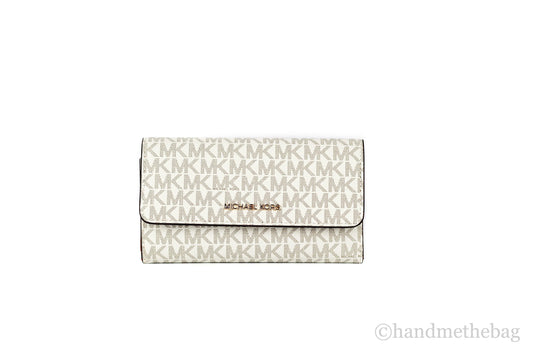 Michael Kors Jet Set Travel Vanilla Signature Trifold Wallet Clutch