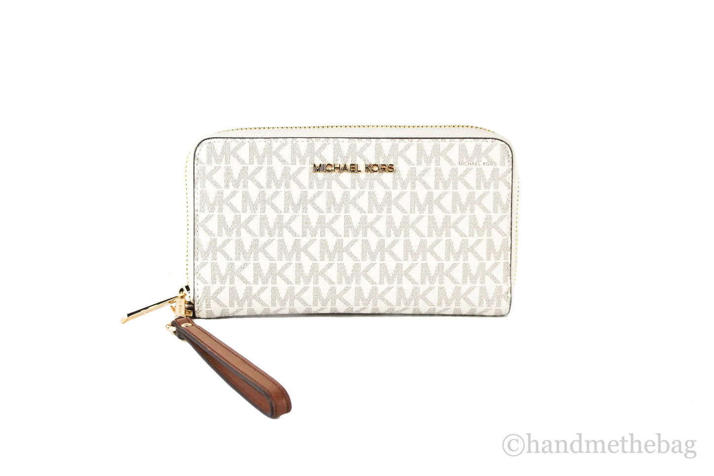 Michael Kors Leather Vanilla Multifunction Phone Wristlet Wallet