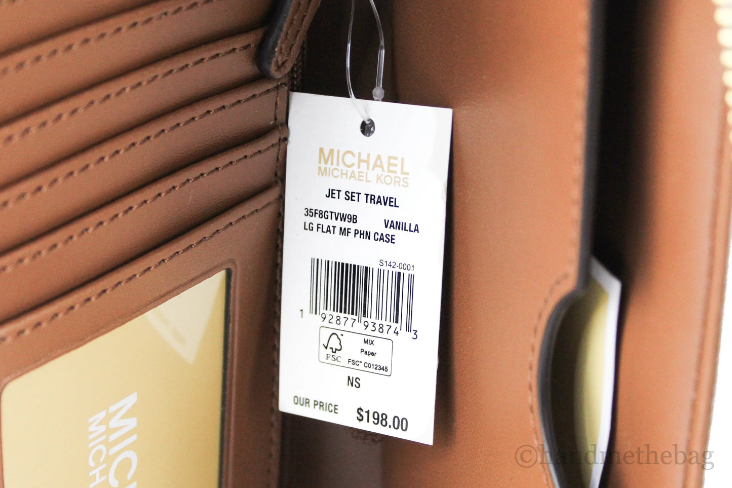 Michael Kors Leather Vanilla Multifunction Phone Wristlet Wallet