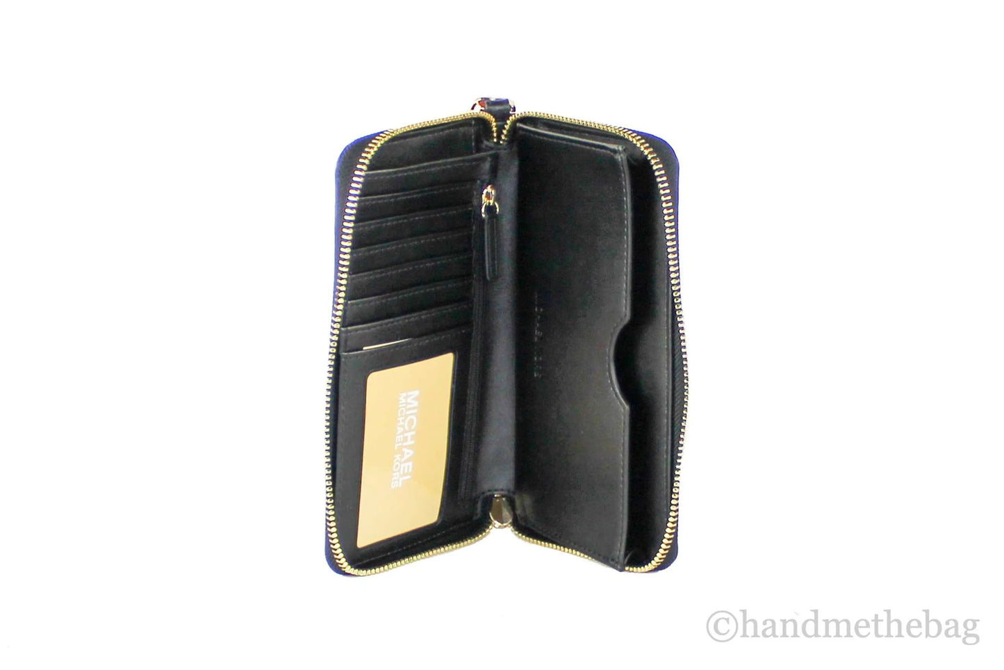 Michael Kors Jet Set Leather Gold Multifunction Phone Wristlet Wallet