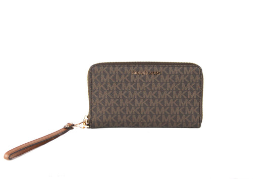 Michael Kors Jet Set Gold Zip Around Phone Holder Wristlet Wallet